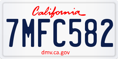 CA license plate 7MFC582