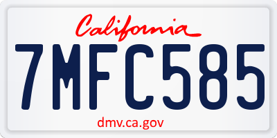CA license plate 7MFC585