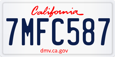CA license plate 7MFC587