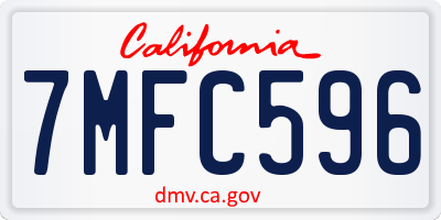 CA license plate 7MFC596
