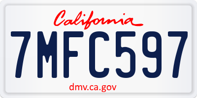CA license plate 7MFC597