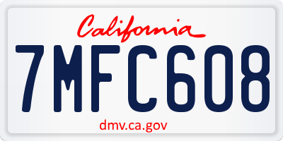 CA license plate 7MFC608