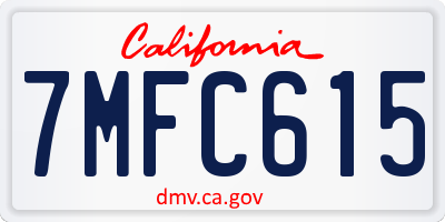 CA license plate 7MFC615