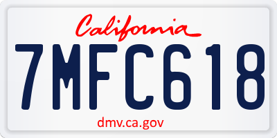 CA license plate 7MFC618