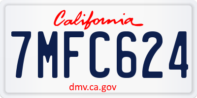 CA license plate 7MFC624