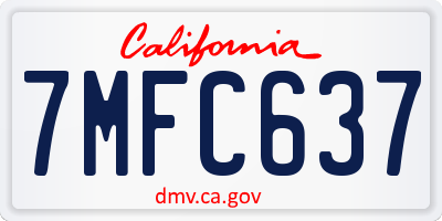 CA license plate 7MFC637