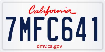 CA license plate 7MFC641