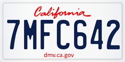 CA license plate 7MFC642