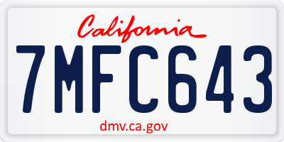 CA license plate 7MFC643