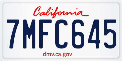 CA license plate 7MFC645