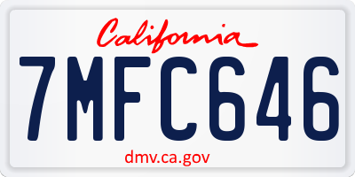 CA license plate 7MFC646