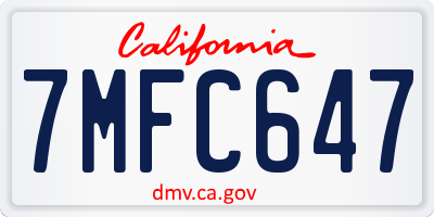 CA license plate 7MFC647