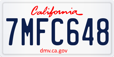 CA license plate 7MFC648