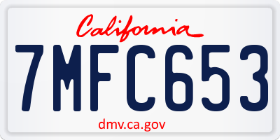 CA license plate 7MFC653