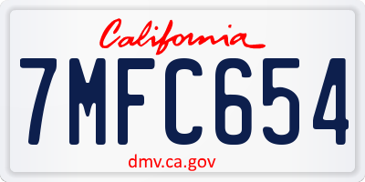 CA license plate 7MFC654