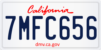 CA license plate 7MFC656