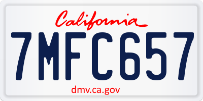 CA license plate 7MFC657