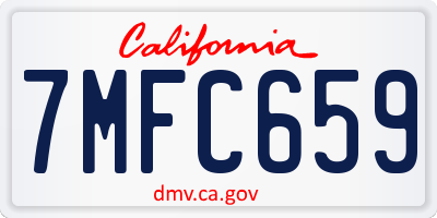 CA license plate 7MFC659