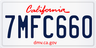 CA license plate 7MFC660