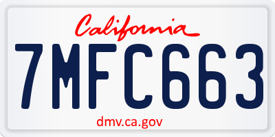 CA license plate 7MFC663