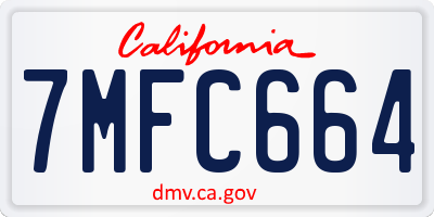CA license plate 7MFC664