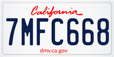 CA license plate 7MFC668