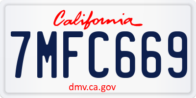 CA license plate 7MFC669