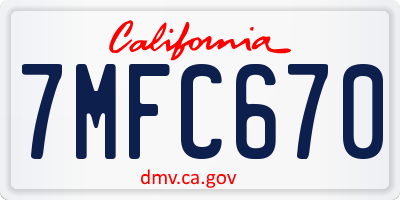 CA license plate 7MFC670