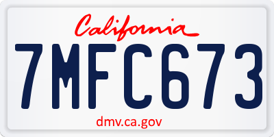 CA license plate 7MFC673