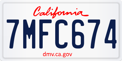 CA license plate 7MFC674