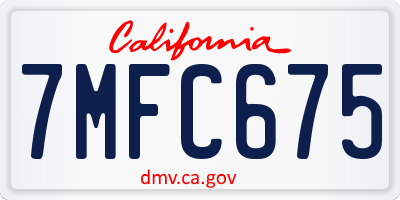 CA license plate 7MFC675