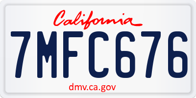 CA license plate 7MFC676
