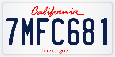 CA license plate 7MFC681