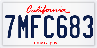 CA license plate 7MFC683