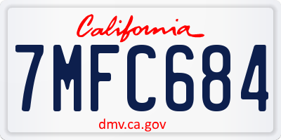 CA license plate 7MFC684
