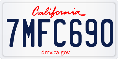 CA license plate 7MFC690