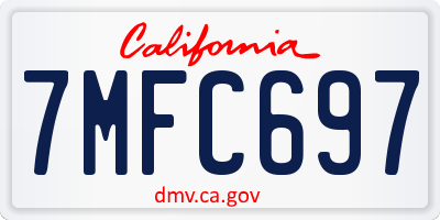 CA license plate 7MFC697