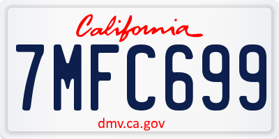 CA license plate 7MFC699