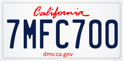 CA license plate 7MFC700
