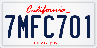 CA license plate 7MFC701