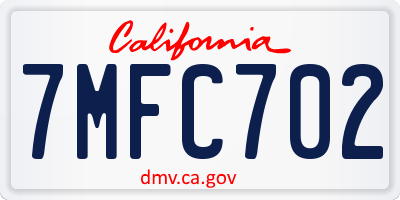 CA license plate 7MFC702