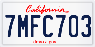 CA license plate 7MFC703