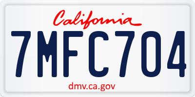 CA license plate 7MFC704