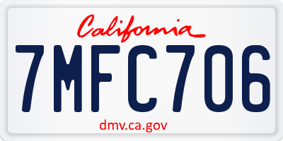 CA license plate 7MFC706