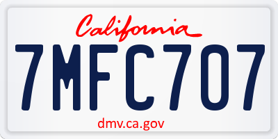 CA license plate 7MFC707