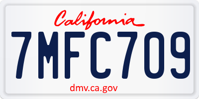 CA license plate 7MFC709