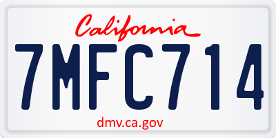 CA license plate 7MFC714