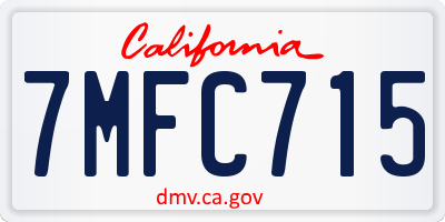 CA license plate 7MFC715