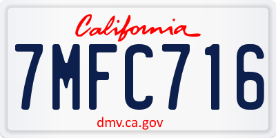 CA license plate 7MFC716