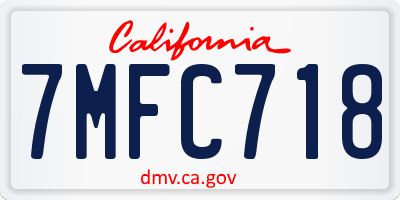 CA license plate 7MFC718